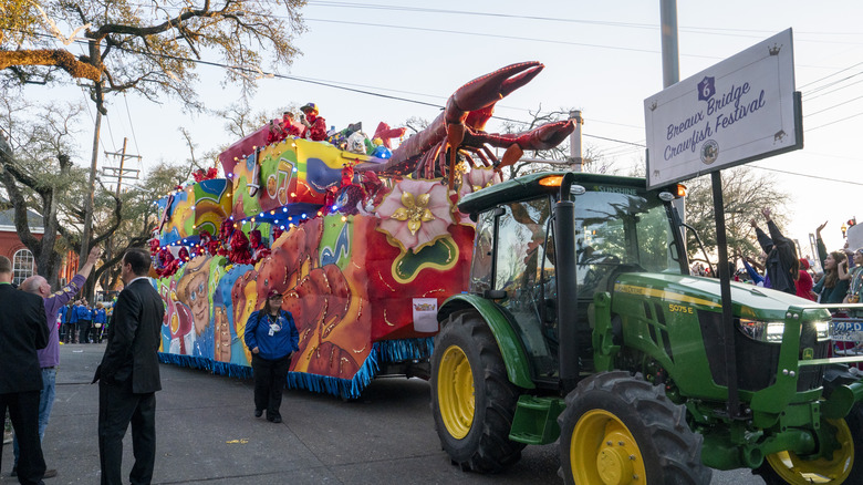A parade float at the Bridge Crawfish Festival