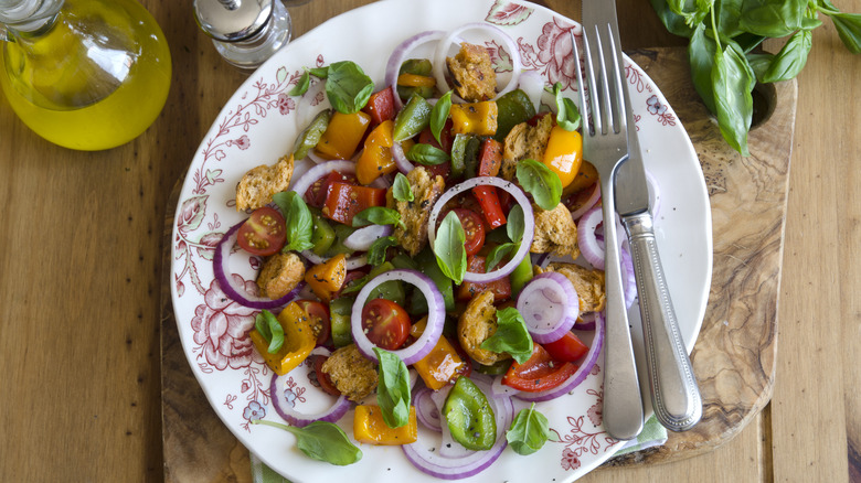 Panzanella-traditional Italian salad with bread