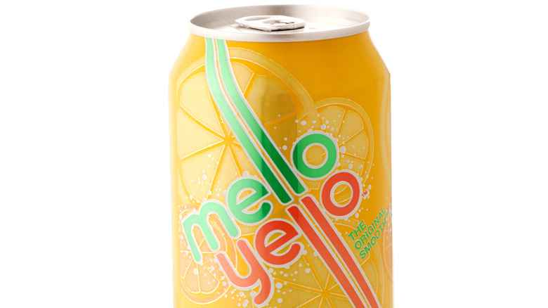 A can of Mello Yello soda on a white background