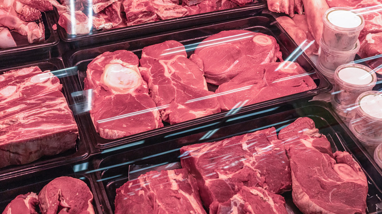 Cut of meat in display at store