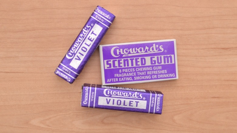 Packs of Choward's Violet Candies, as well as Scented Gum.