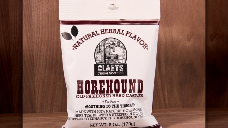 A bag of Claeys Horehound candies.