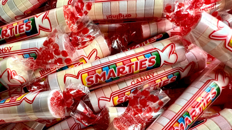 Various rolls of Smarties candies