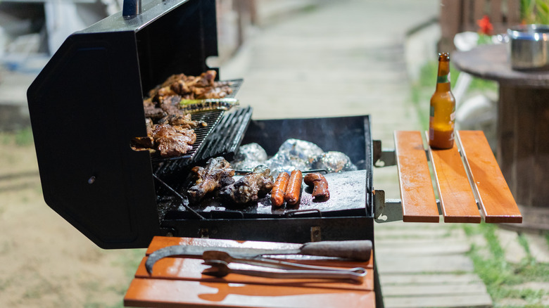 Grill filled with meats