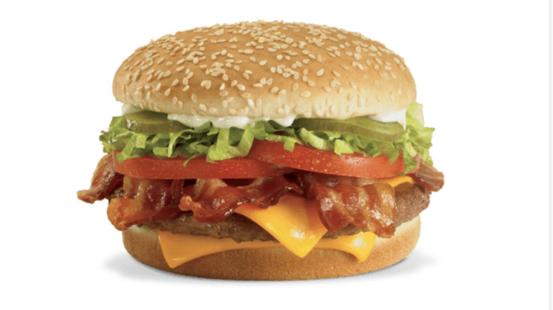close up of Burger King BLT with white background