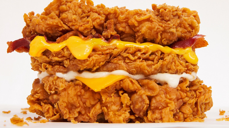 Close up of KFC's Triple Down