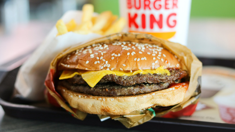 A Burger King burger with two patties