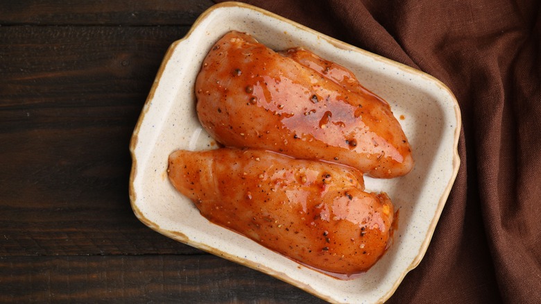 Chicken filets in a marinade