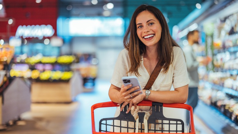 Woman shopping at a supermarket