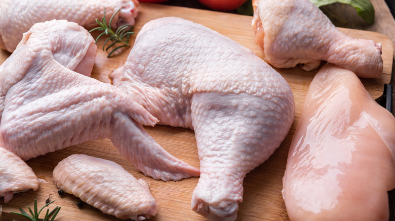 Raw chicken portions