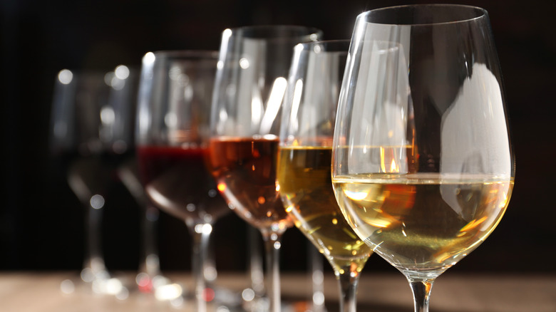 Long row of wine glasses