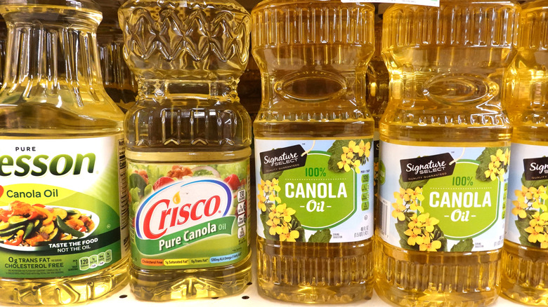 Bottles of canola oil