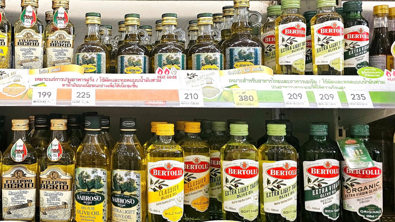 Olive oils on shelf