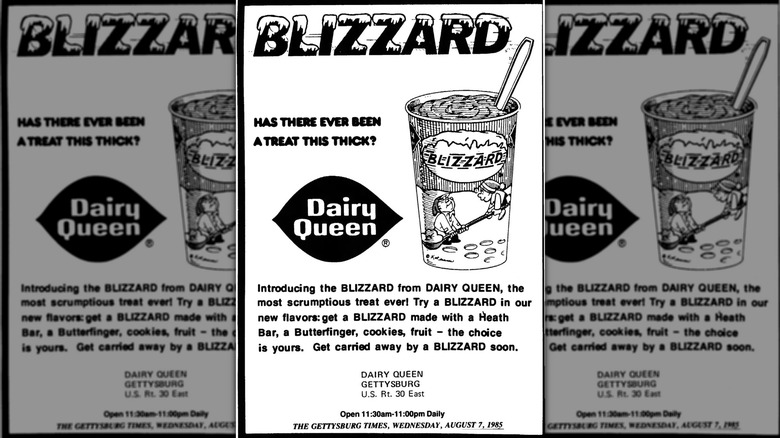 An original ad for the Dairy Queen Blizzard, mirrored