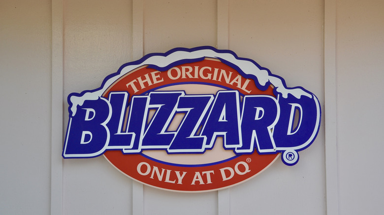 A sign for a Blizzard at Dairy Queen