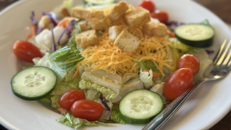 House Salad with croutons tomatoes and cucumbers