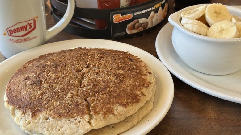 Plant-Based Pancake Slam with fruit and coffee