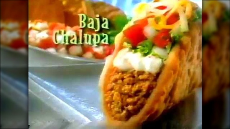 Screenshot from a commercial featuring Taco Bell's Baja Chalupa,