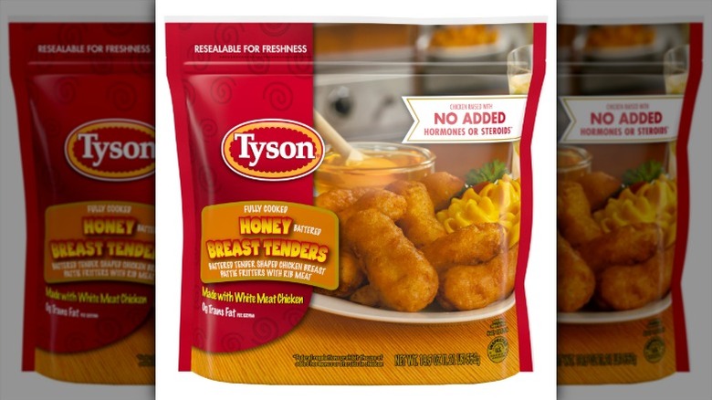 bag of frozen Tyson chicken tenders