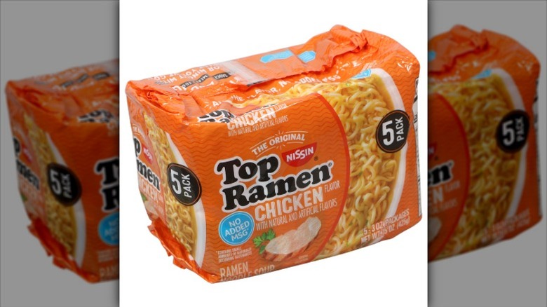 five-pack of chicken-flavored ramen noodles