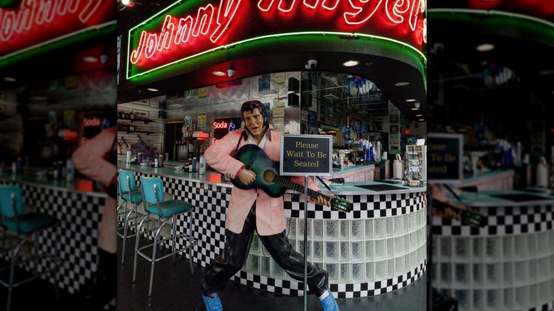 Elvis statue inside of Johnny Angel's Diner