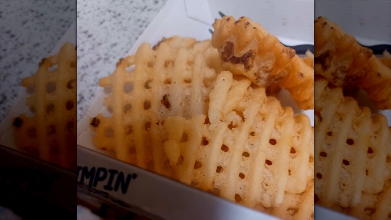 Long John Silver's waffle fries close up