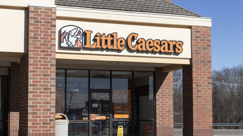 Exterior of Little Caesars, day