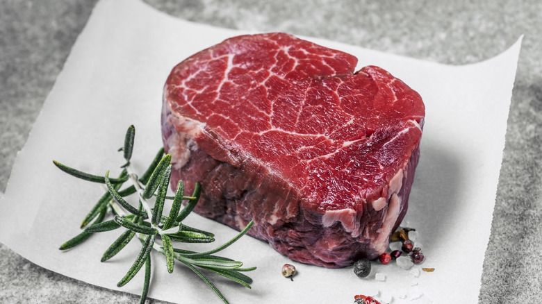 Raw filet mignon
