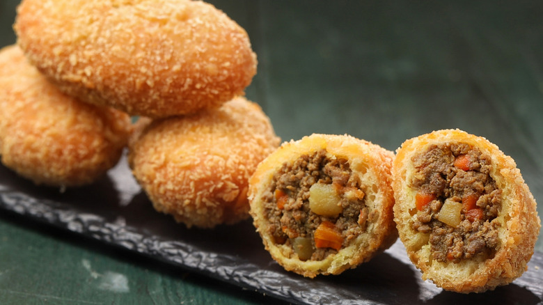 Japanese fried curry buns filled with vegetables and minced meat cooked with curry spices