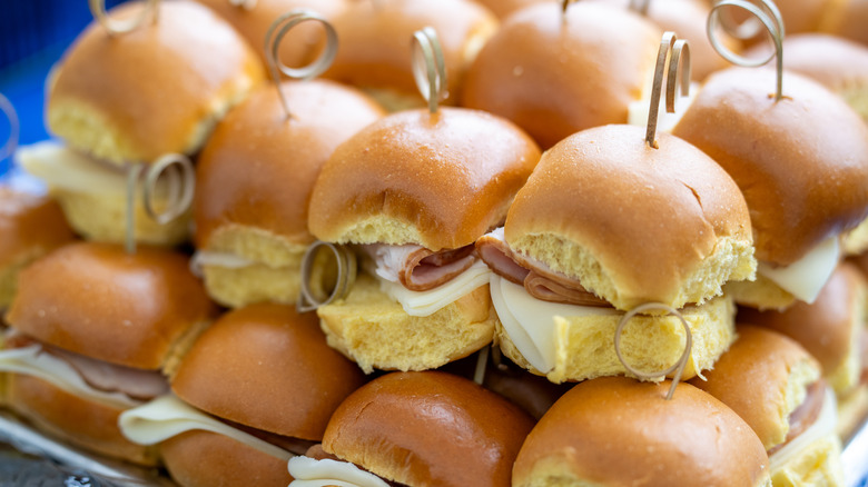 Platter of prepared sandwiches for event like funeral