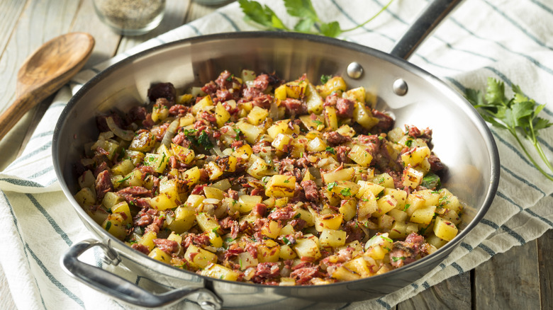 A skillet of homemade hash