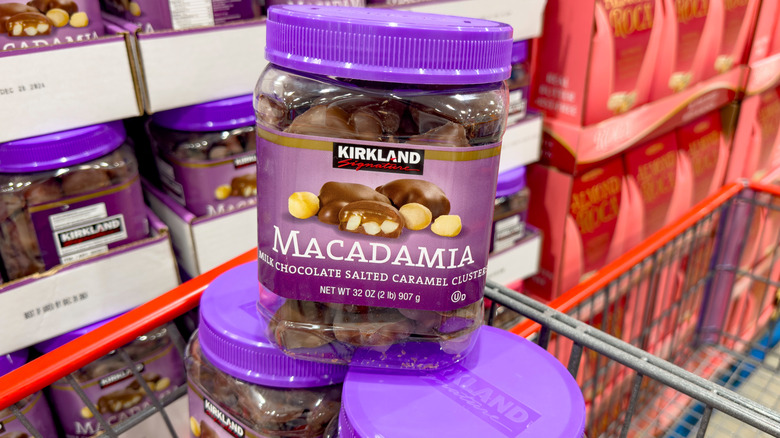 jar of Kirkland chocolate macadamia clusters