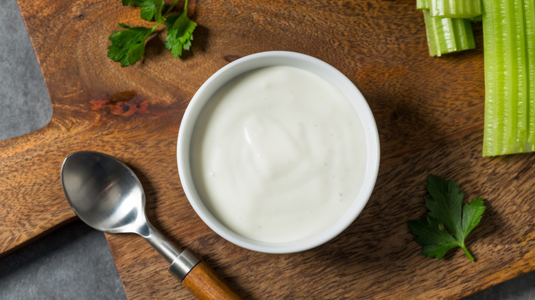 Homemade Buttermilk Ranch Salad Dressing Dip in a Bowl
