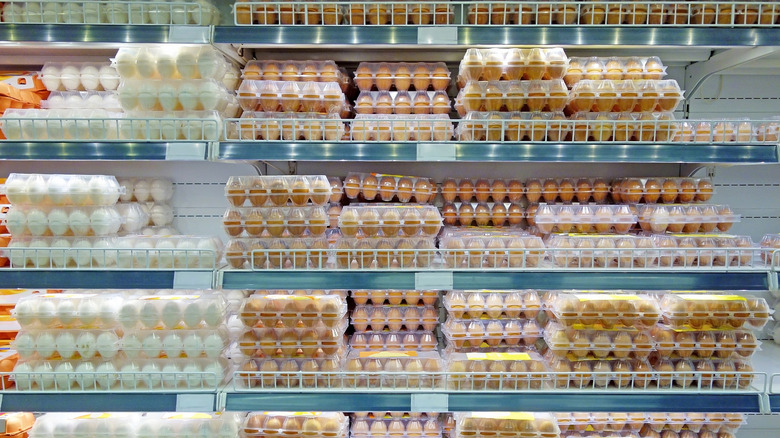 eggs in supermarket fridge