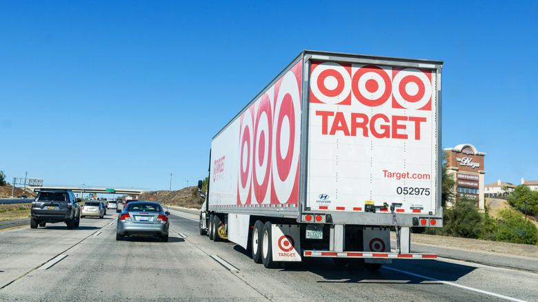 The back of a Target truck driving on a highway