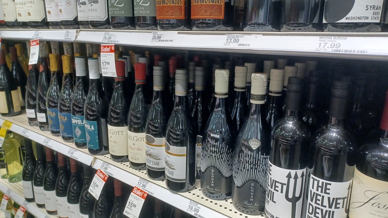 Wines on display at a Target store