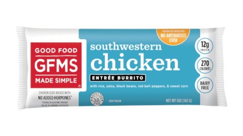 Good Food Made Simple Southwestern Spicy Chicken Burrito blue and white package