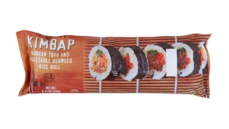 Trader Joe's Kimbap package with photo of Korean tofu and vegetable seaweed roll on front