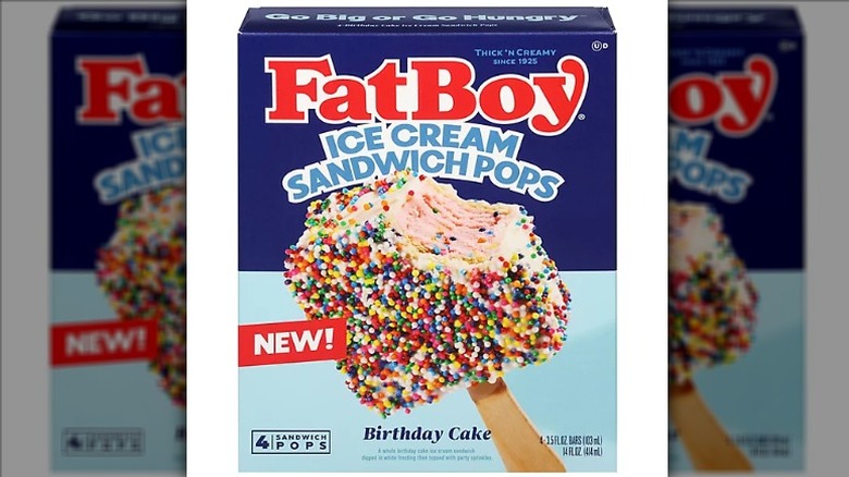 box of Fat Boy Birthday Cake Ice Cream Sandwich Pops