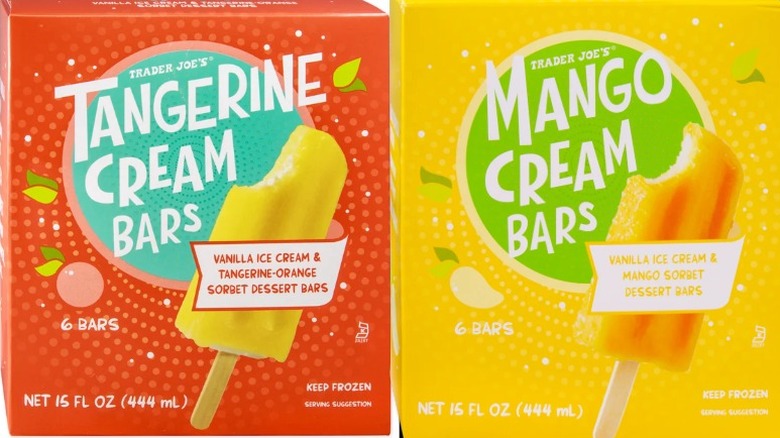 boxes of Trader Joe's Mango Cream Bars and Tangerine Cream Bars