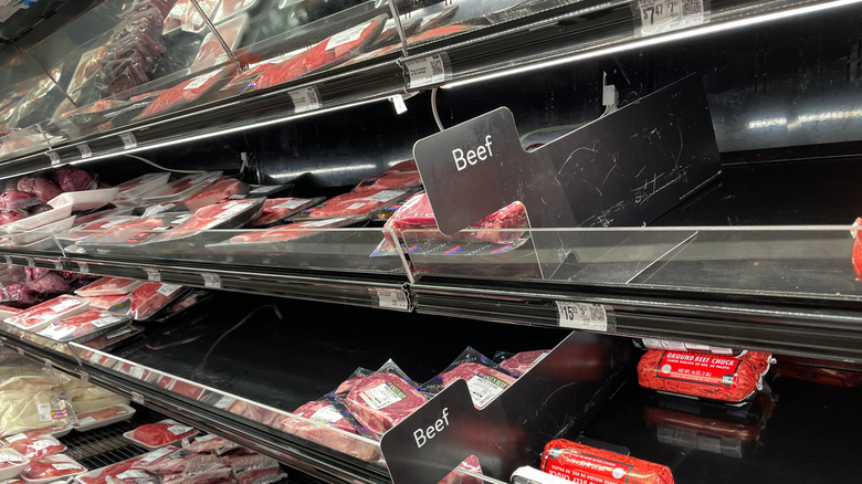 Beef display case at a Walmart meat department