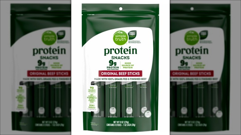 Package of Kroger's Simple Truth Protein Snacks Original Beef Sticks