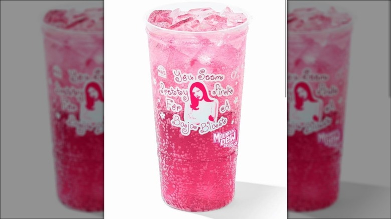 Taco Bell's Pretty Pink Baja Blast product image on a white background.