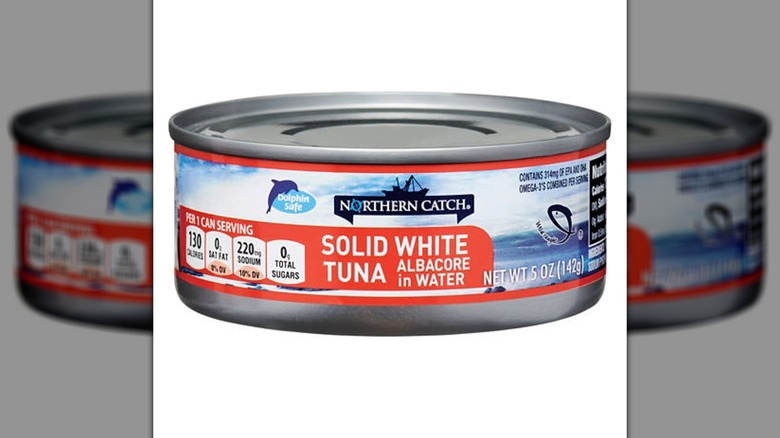 A can of Northern Catch solid white albacore tuna in water sold at Aldi