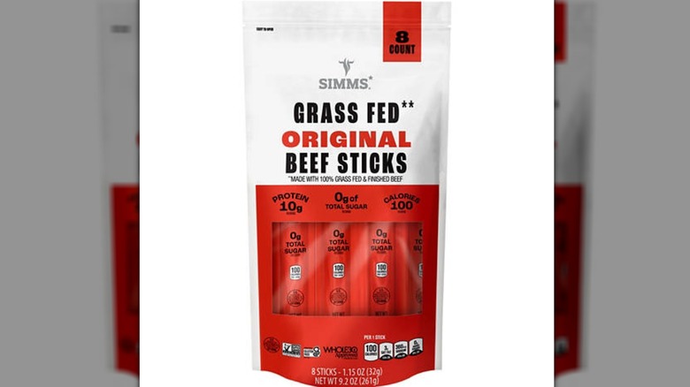 An 8-pack of Simms grass fed beef sticks from Aldi