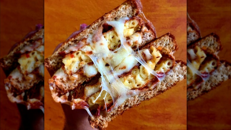 A mac and cheese grilled cheese sandwich from Scratch Newport