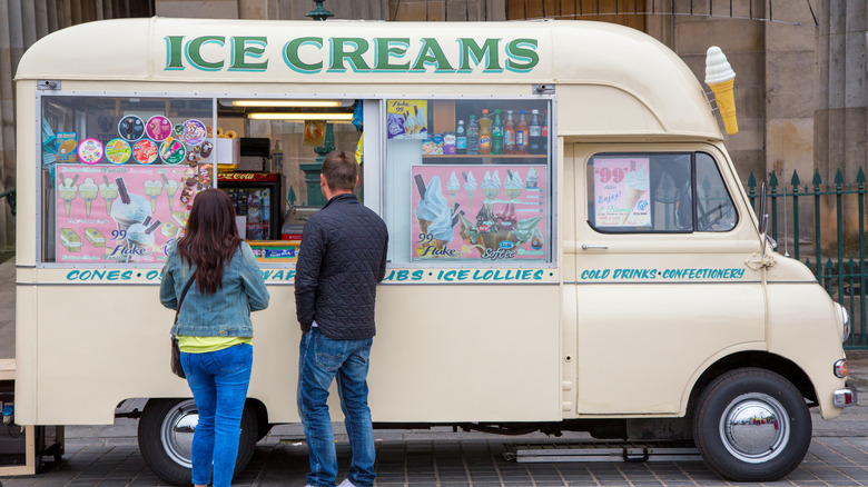 An ice cream van parked in Edinburgh, Scotland