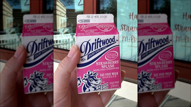 school lunch strawberry milk carton