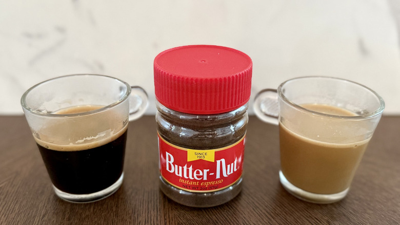 Butter-Nut instant espresso on a table in two cups