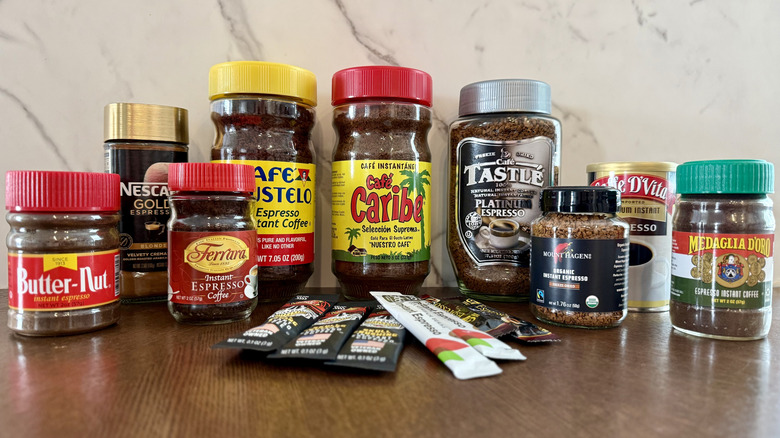 Collection of instant espresso containers